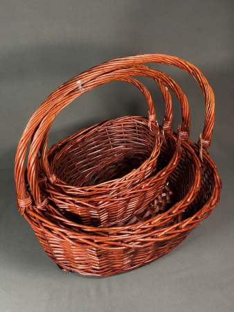 Корзины из ивы 4шт, овал, (45*35*15, 38*30*13, 33*25*12, 28*20*10) Коричневый